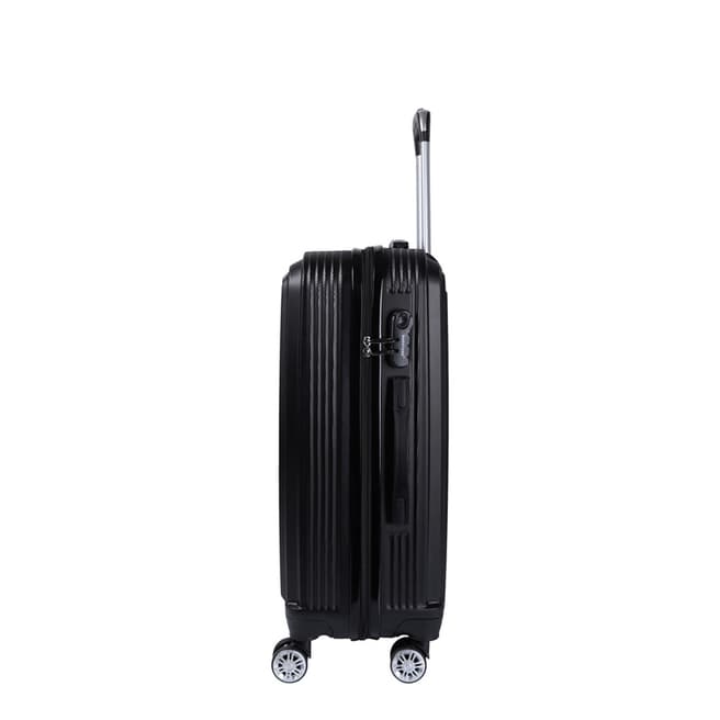 Black 8 Wheel Flower Suitcase 56cm - BrandAlley