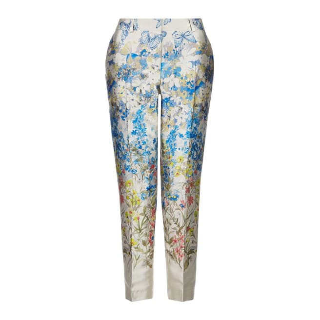 Oyster/Floral Gardenia Trousers - BrandAlley