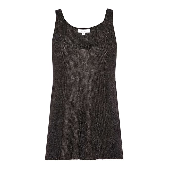 Charcoal Lilian Metallic Knitted Top - BrandAlley