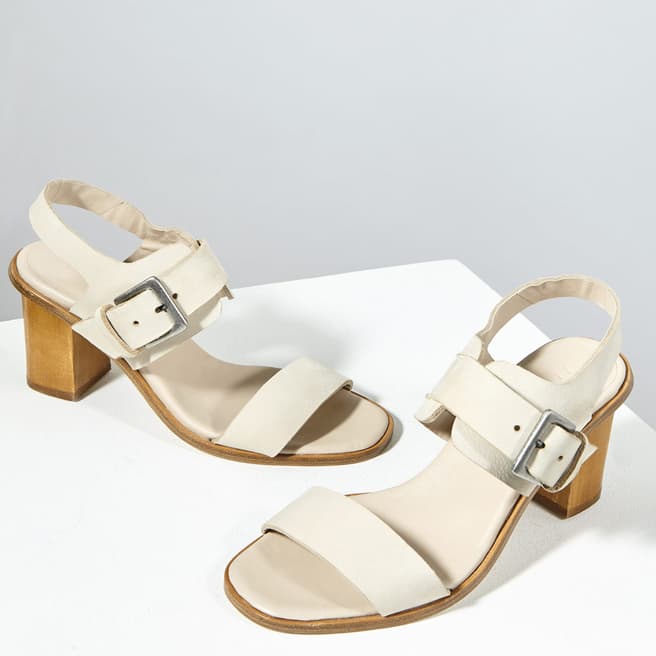 Taupe Britta Buckle Leather Sandals - BrandAlley