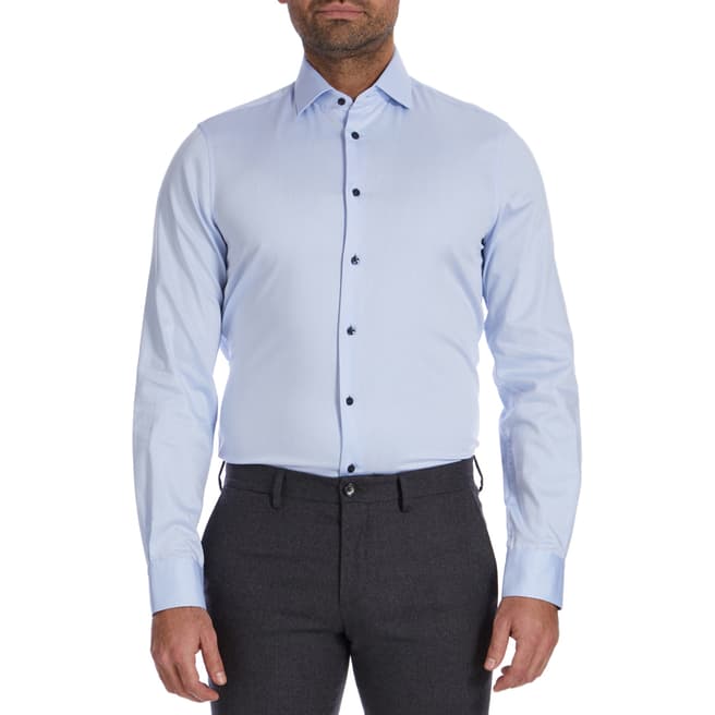Blue Twill Classic Slim Cotton Shirt - BrandAlley