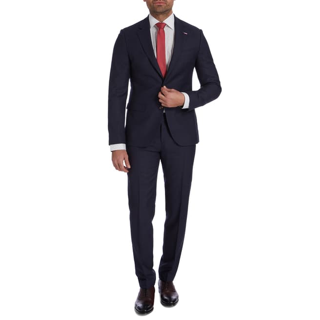 Navy Textured Regular Fit Suit Separate Pant - BrandAlley