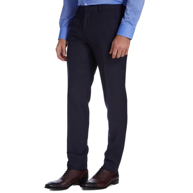 Navy Textured Slim Fit Suit Separate Pant - BrandAlley