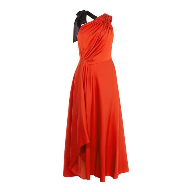Orange/Multi One Shoulder Ruched Dress - BrandAlley