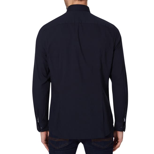 Navy Fitted Cotton Oxford Shirt - BrandAlley