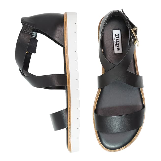 Black Leather Jada Cross Strap Sandals - BrandAlley