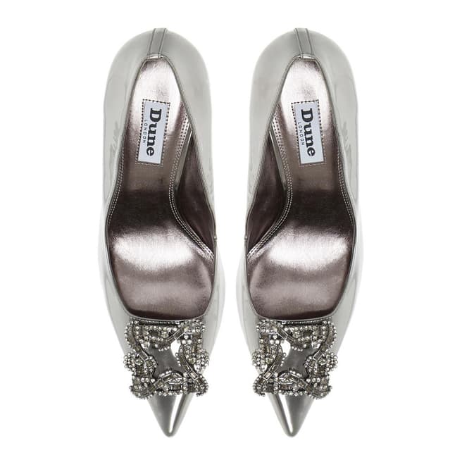 Pewter Metallic Betti Jewelled Brooch Court Shoes - BrandAlley