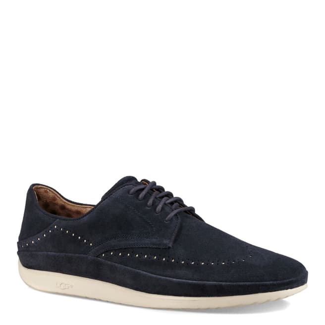 Navy Suede Cali Wing-Toe Derby Shoes - BrandAlley