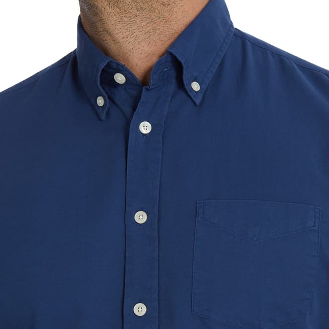 Dark Navy Delave Oxford Slim Cotton Shirt - BrandAlley
