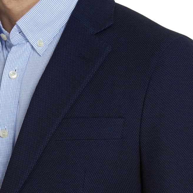 Navy Weave Cotton Stretch Suit Jacket - BrandAlley