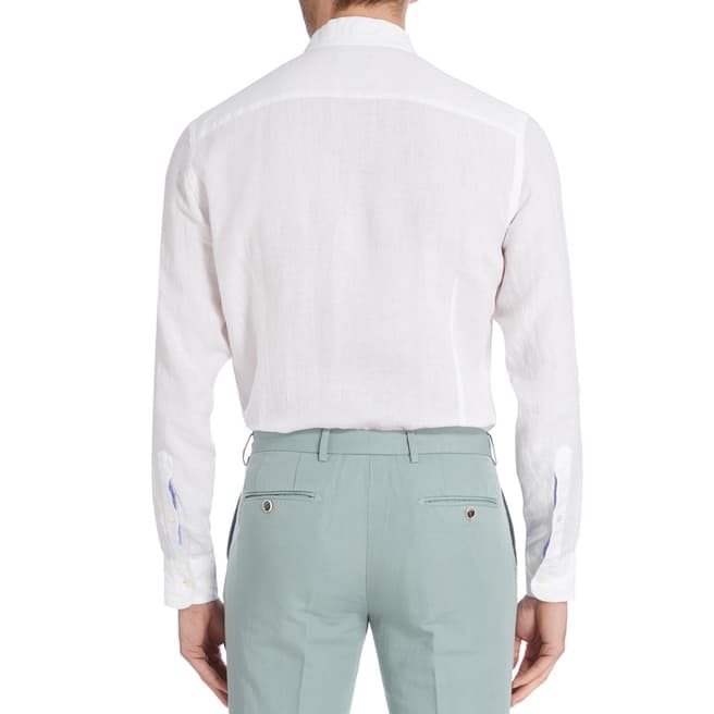 White Slim Linen Shirt - BrandAlley