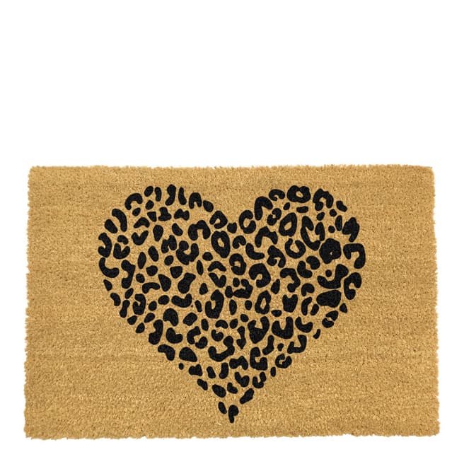 Leopard Pint Heart Doormat - BrandAlley