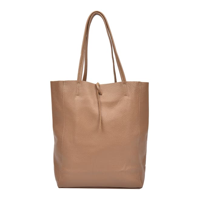Beige Leather Shopper Bag - BrandAlley