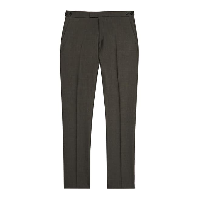 Khaki Kamara Slim Fit Wool Suit Trousers - BrandAlley