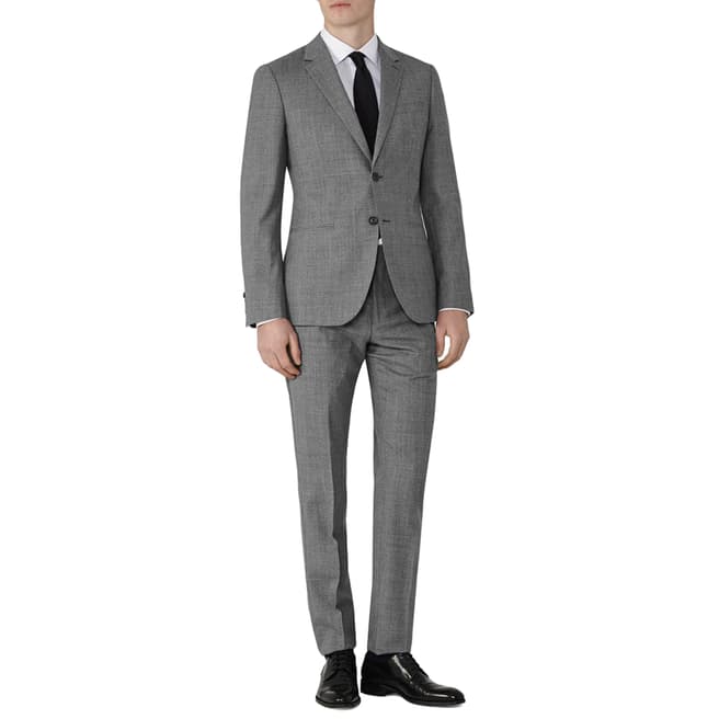 Grey Check Ruben Modern Fit Stretch Wool Suit - BrandAlley