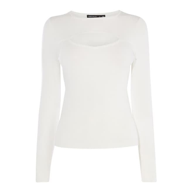 White Cut Out Knit Jumper - BrandAlley