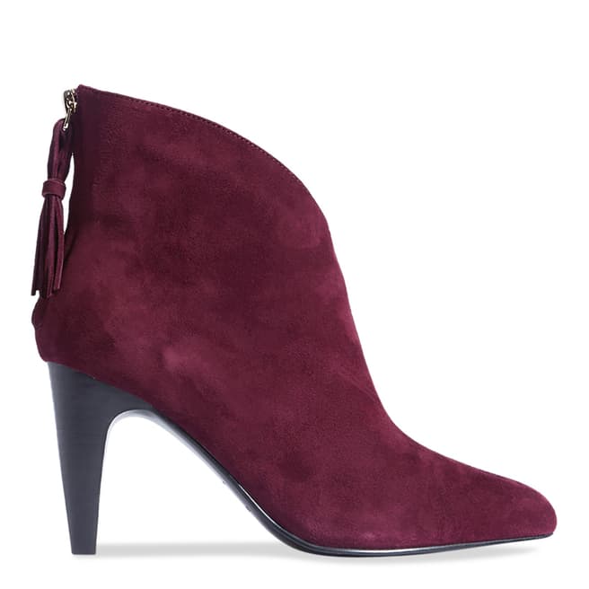 Deep Red Tassel Suede Leather Ankle Boots - BrandAlley