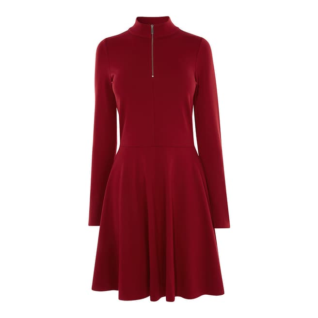 Red High Neck Zip Dress - BrandAlley