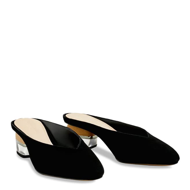 Black Suede Leather Bonnie Heeled Mules - BrandAlley