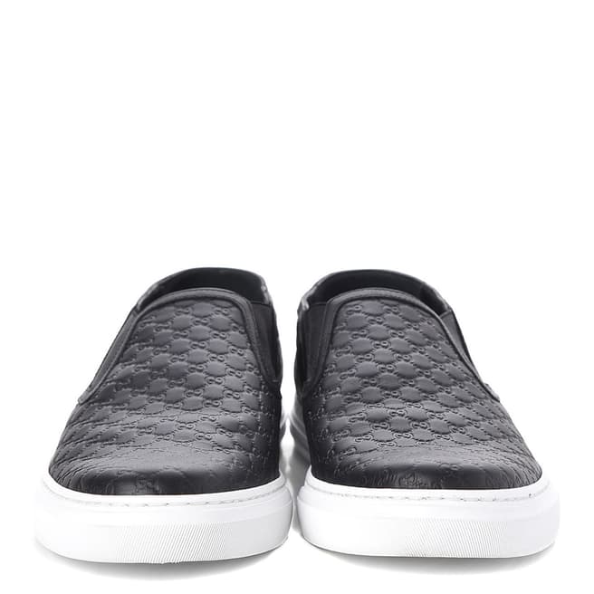 Black GG Leather Slip On Sneakers - BrandAlley