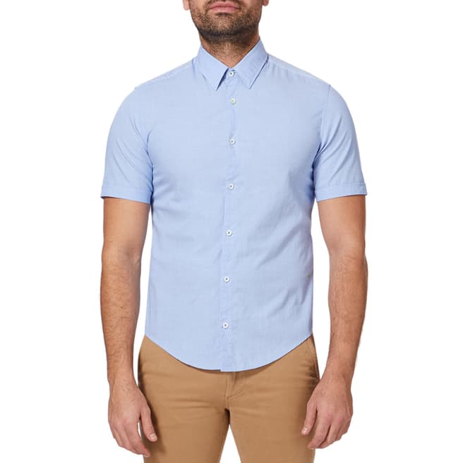 Blue Bowen Regular Stretch Cotton Shirt - BrandAlley