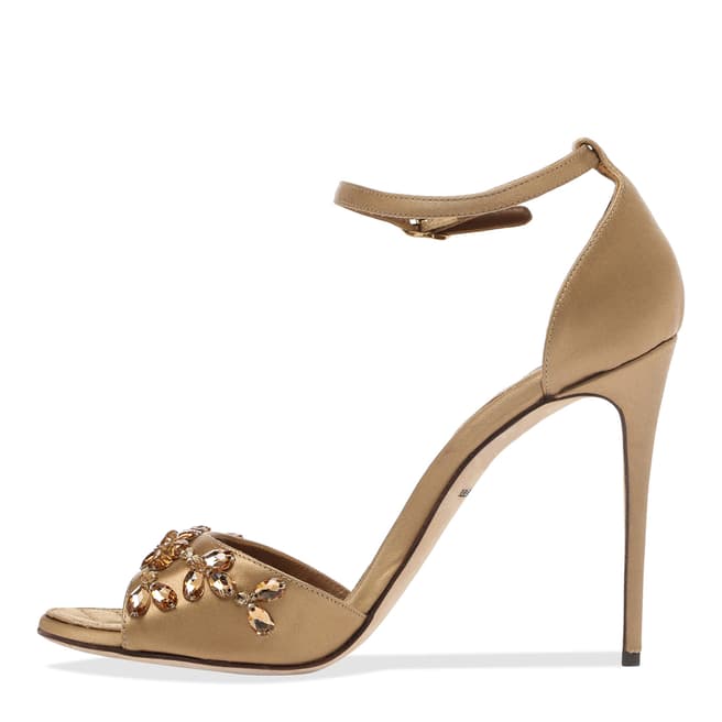 Gold Embellished Stiletto Heel Sandals - BrandAlley