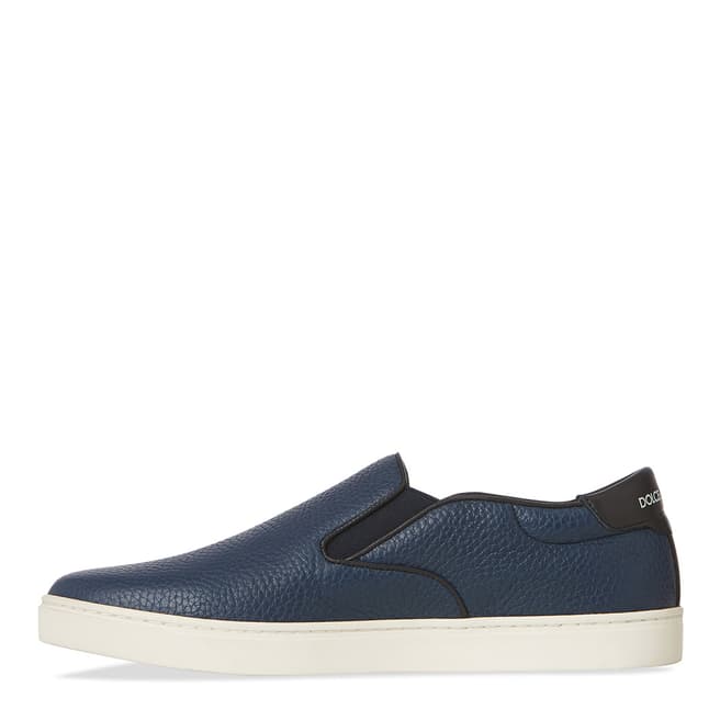 Navy Leather Classic Slip-On Sneakers - BrandAlley