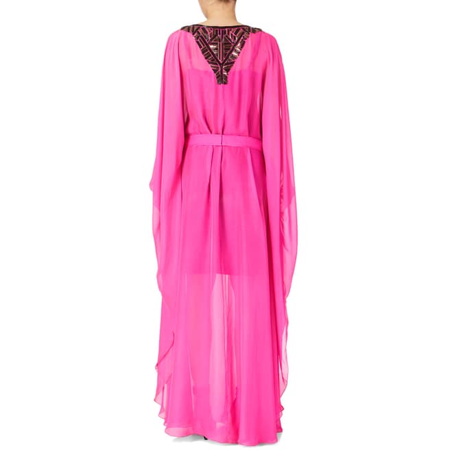 Hot Pink Beaded Silk Chiffon Dress - BrandAlley