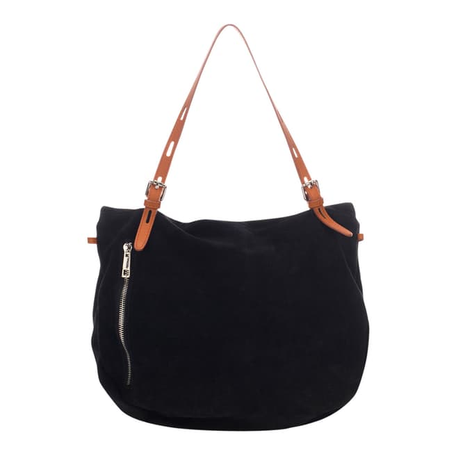 Black / Tan Suede Handbag - BrandAlley