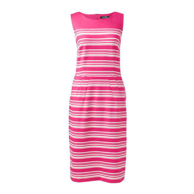 Hot Pink Variegated Stripe Engineered Stripe Ponte Jersey Dress ...