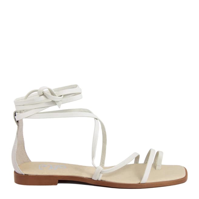 White Leather Tantra Flat Sandals - BrandAlley