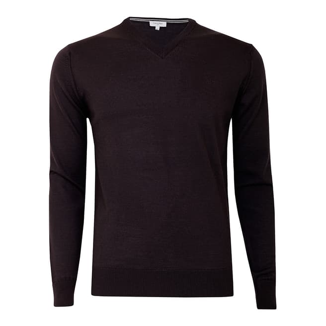 Black Merino High V Sweater - BrandAlley