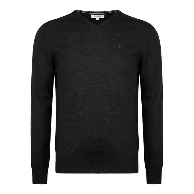 Charcoal Merino High V Sweater - BrandAlley