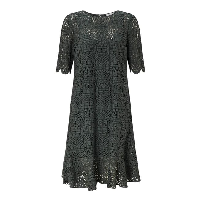 Geometric Lace Ruffle Dress - BrandAlley