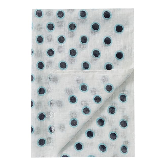 Navy Spot Washed Linen Scarf - BrandAlley