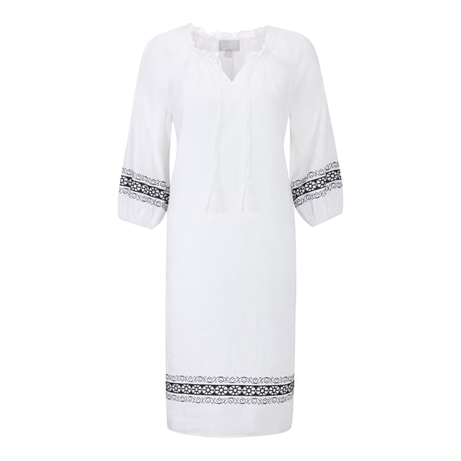 White Laundered Linen Embroidered Tunic - BrandAlley