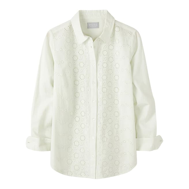 Bloom Green Broderie Anglaise Front Cotton Shirt - BrandAlley