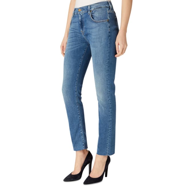 Mid Blue Illusion Stretch Relaxed Skinny Jeans - BrandAlley
