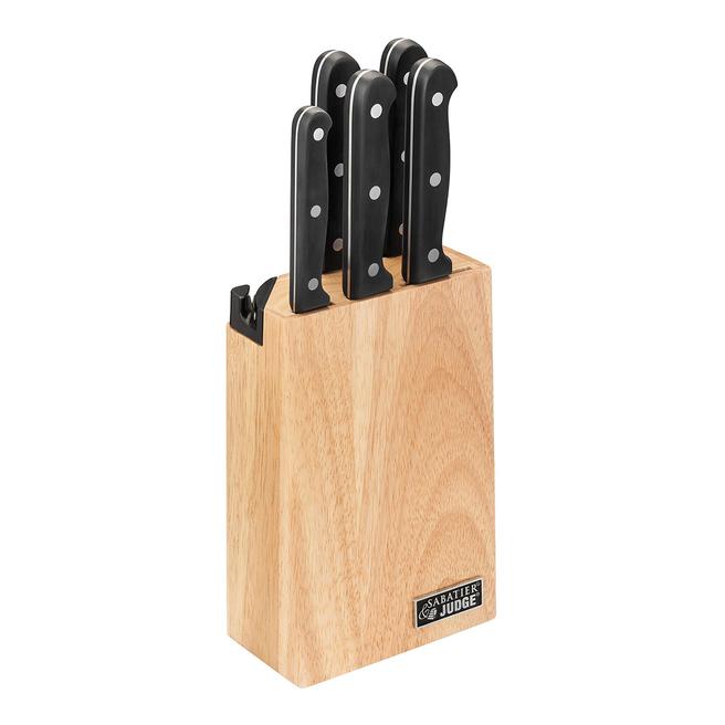 5 Piece Sabatier IV Knife Block Set with Knife Sharpener BrandAlley