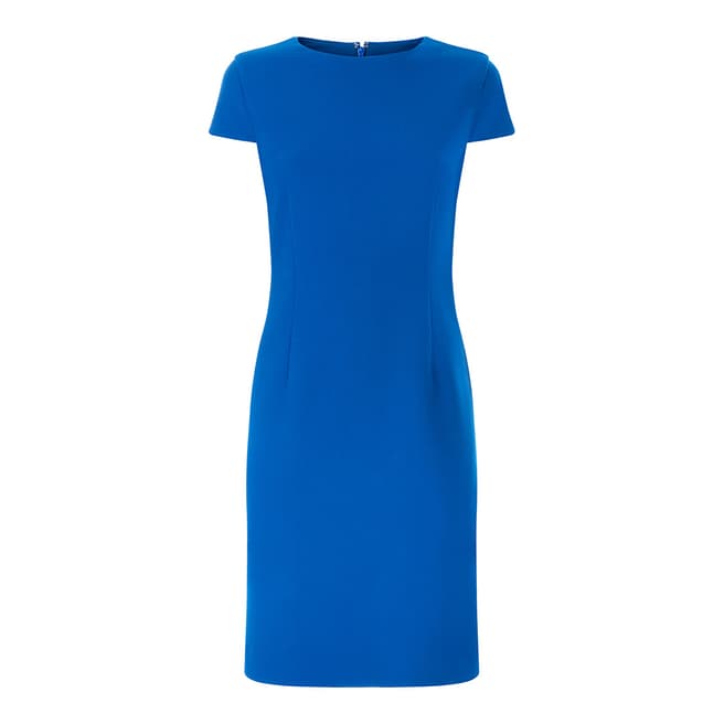 Blue V Neck Fitted Dress - BrandAlley