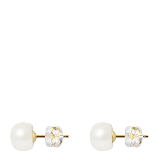 Yellow Gold/White Button Pearl Earrings 8-9mm - BrandAlley