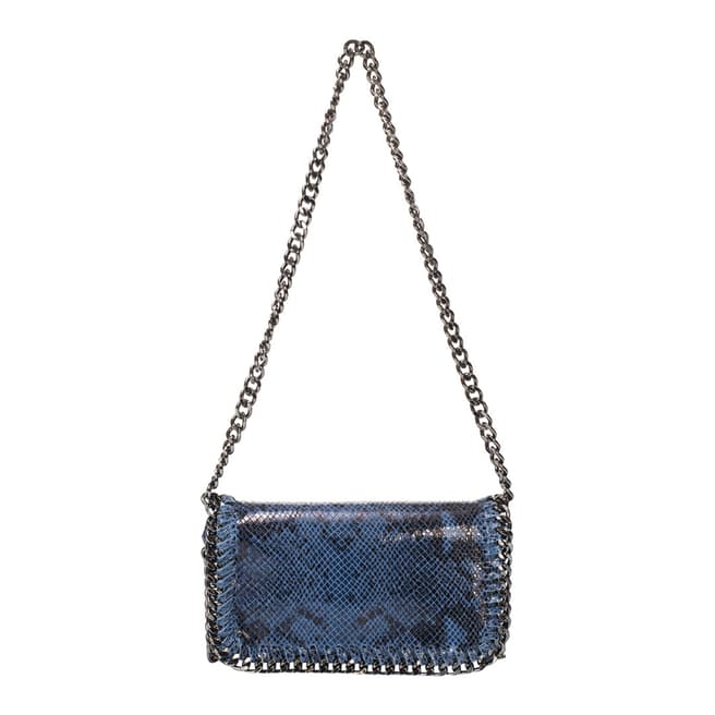 Blue Snake Print Leather Crossbody Bag - BrandAlley