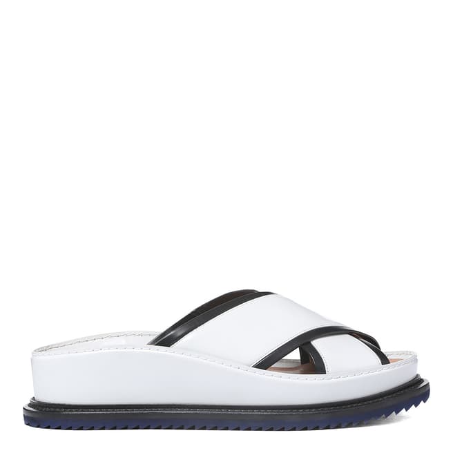 White Raily Flat Leather Mules - BrandAlley