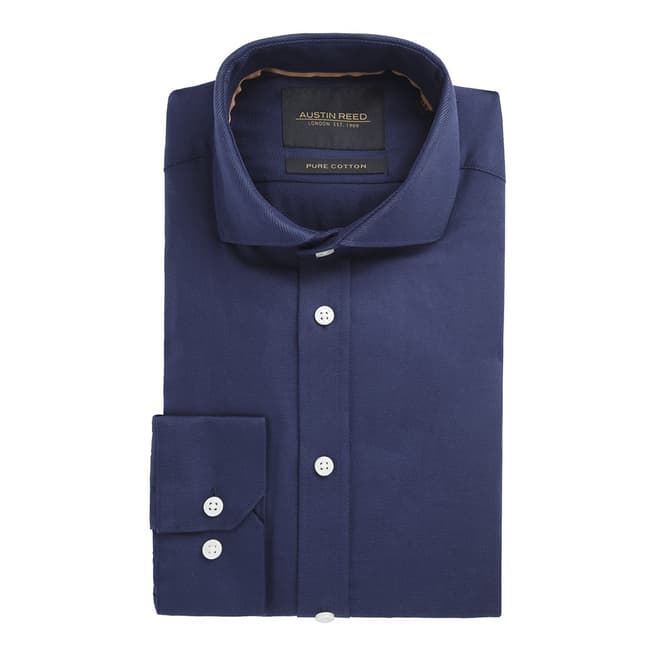 Navy Tailored Fit Twill Shirt - BrandAlley