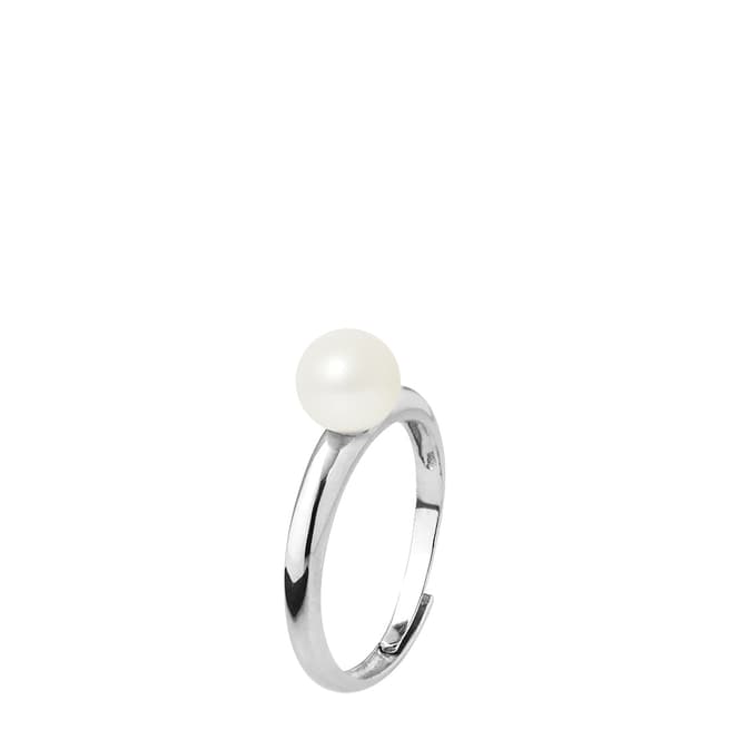 Natural White Silver Round Pearl Ring 6-7mm - BrandAlley