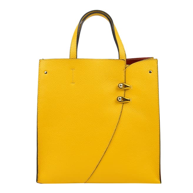 Yellow Leather Top Handle Bag - BrandAlley