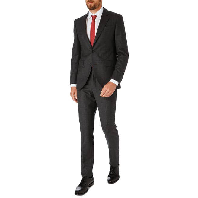 Dark Grey Flannel Tailored Wool Suit - BrandAlley