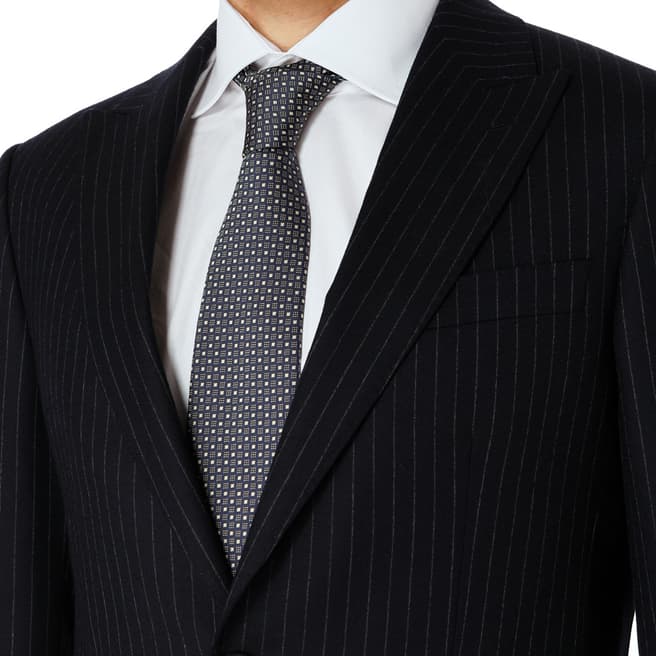 Navy/Grey Chalk Stripe Tailored Wool Suit - BrandAlley