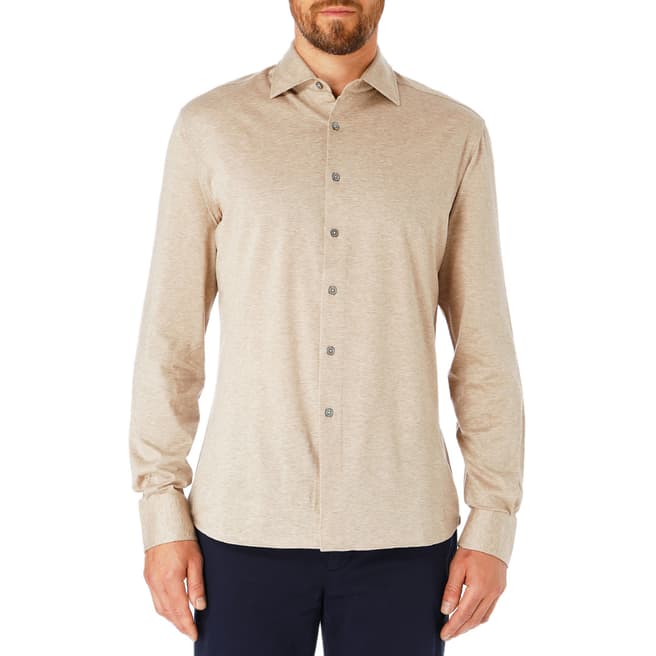Stone Mayfair Cotton Jersey Slim Shirt - BrandAlley