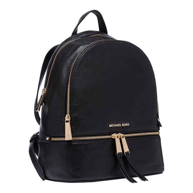 Black Rhea Medium Leather Backpack - BrandAlley